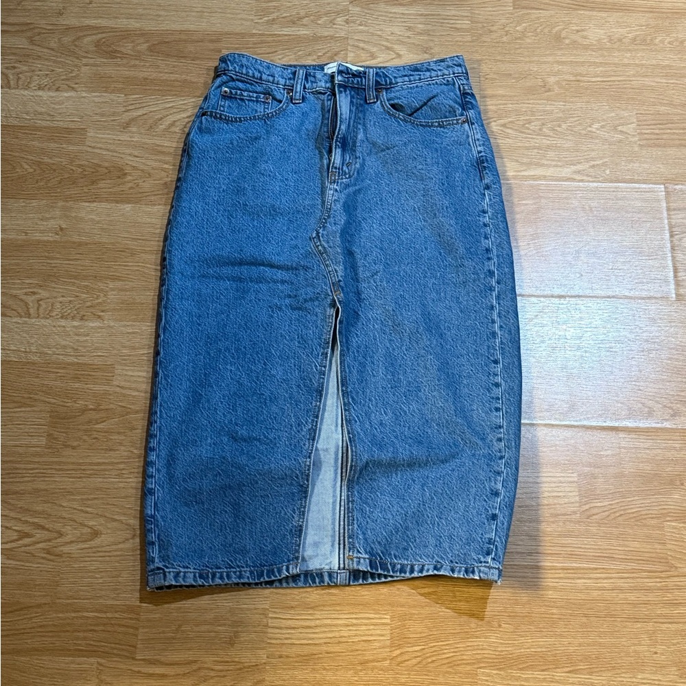 Abercrombie & Fitch Blue Denim Midi Skirt
